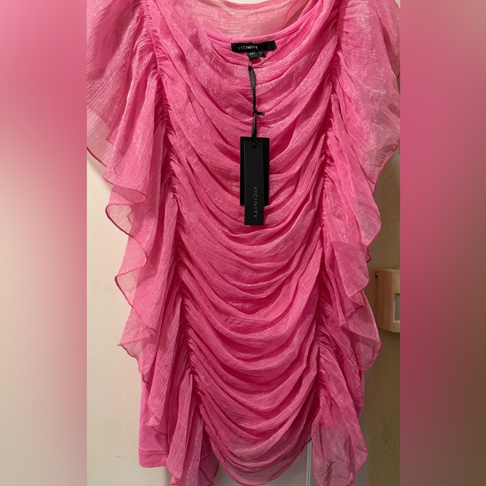VICINITY Pink Carnation Shimmering Top